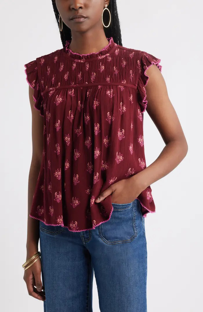 Shirred Ruffle Sleeve Top | Nordstrom