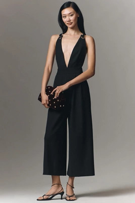 Maeve Sleeveless Deep-V Wide-Leg Jumpsuit | Anthropologie (US)
