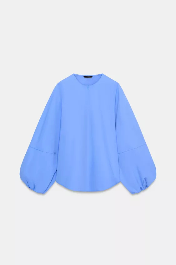 POPLIN BALLOON SLEEVE SHIRT | Zara US