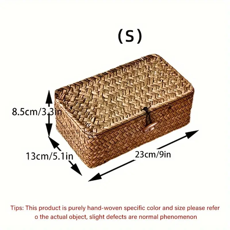 Seagrass Woven Storage Box Rectangular Storage Basket Lid - Temu | Temu Affiliate Program