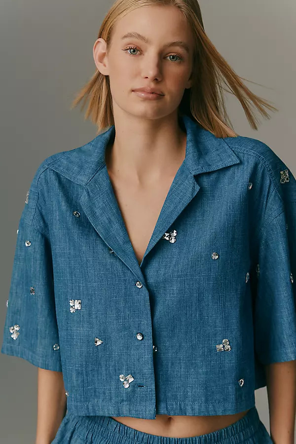 Maeve Chambray Buttondown Top | Anthropologie (US)