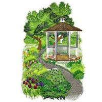 Gazebo Garden Scene Embroidered Iron On/Sew Patch [8.26"" 5.83""] | Etsy (US)