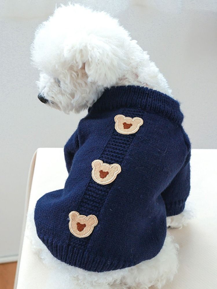 Cartoon Bear Patched Pet Sweater | SHEIN