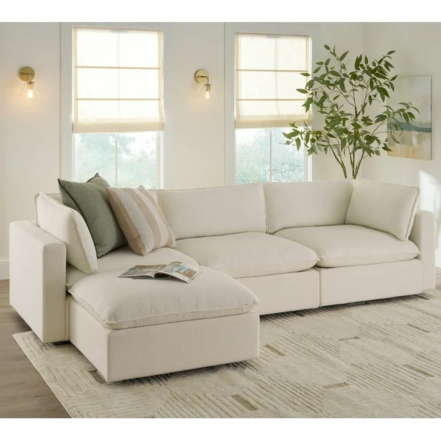 Better Homes & Gardens Weston 107.5" Cloud Modular Sectional Sofa, White | Walmart (US)