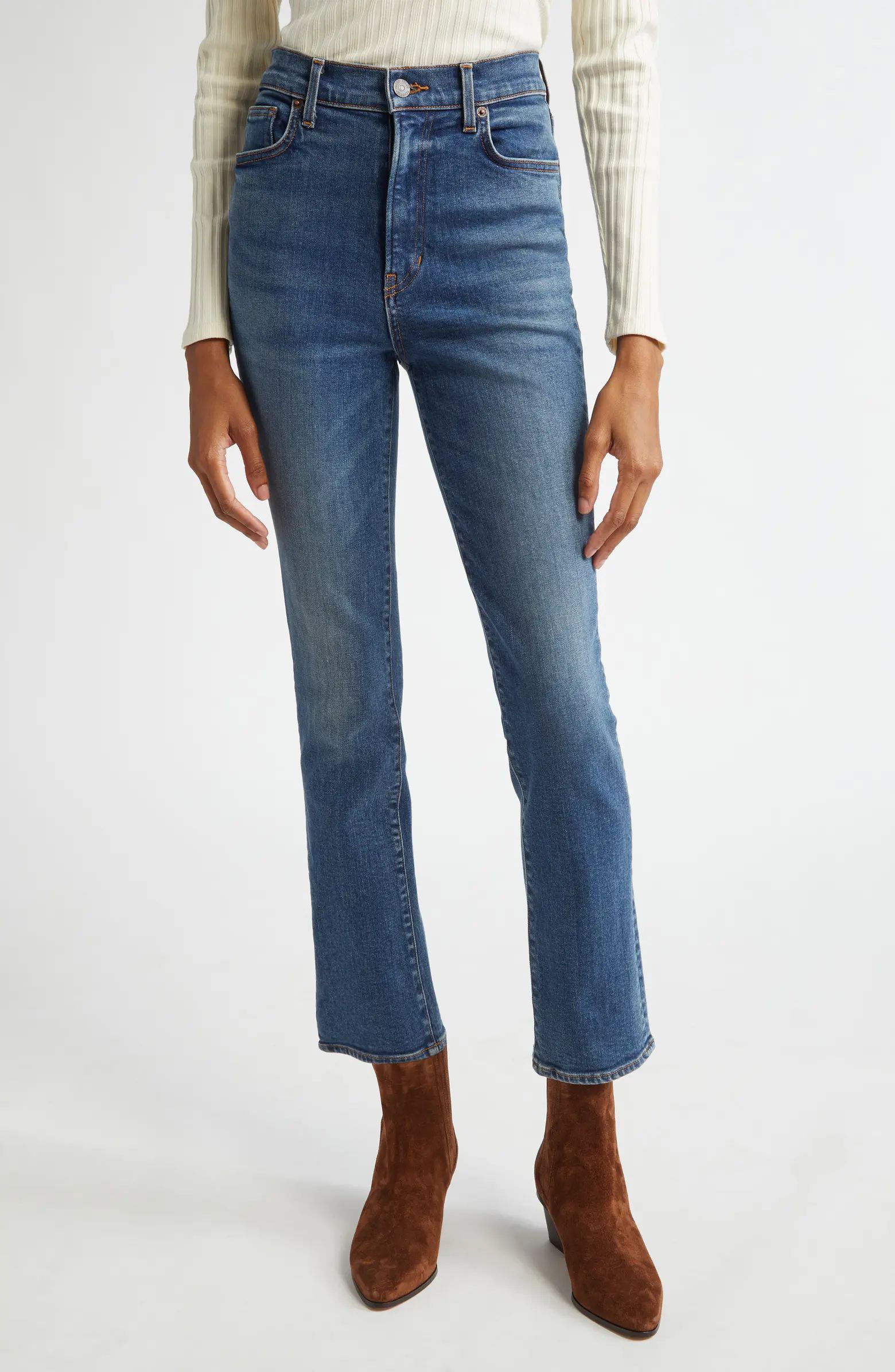 Veronica Beard Ryleigh High Waist Ankle Slim Straight Leg Jeans | Nordstrom | Nordstrom