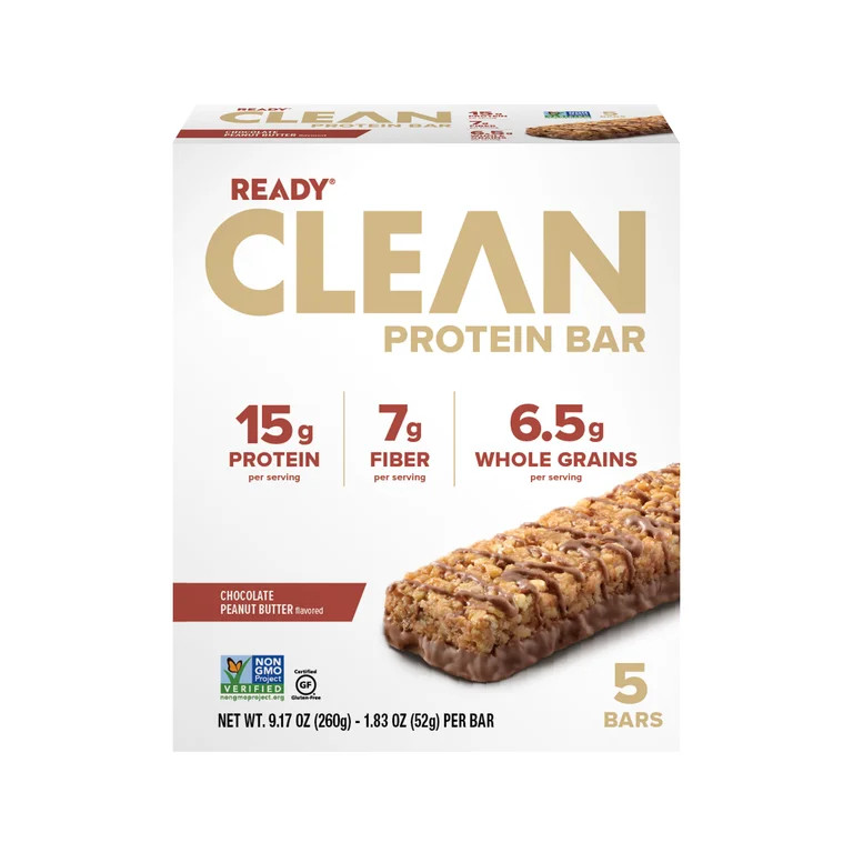 Ready Clean Protein Bar, Chocolate & Peanut Butter, 5 Count Bars | Walmart (US)