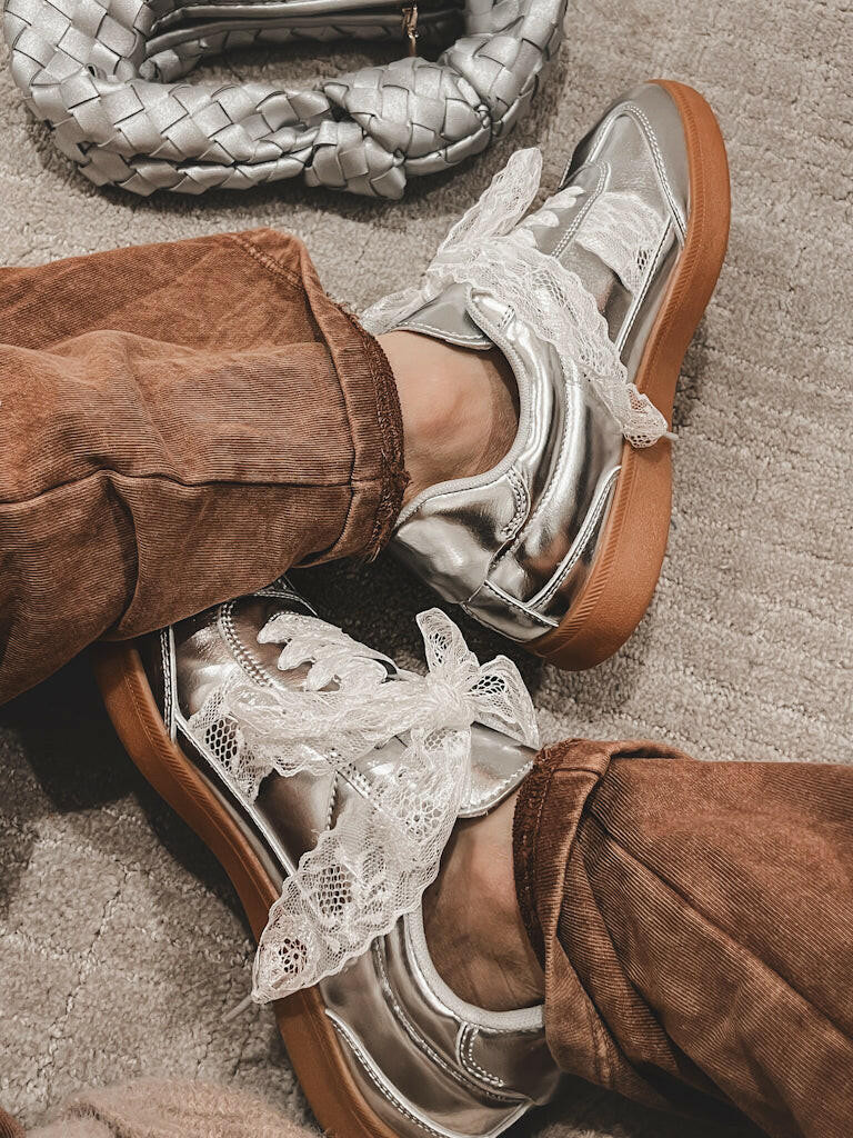 Silver Starlight Ribbon Lace Sneaker | Krush Kandy