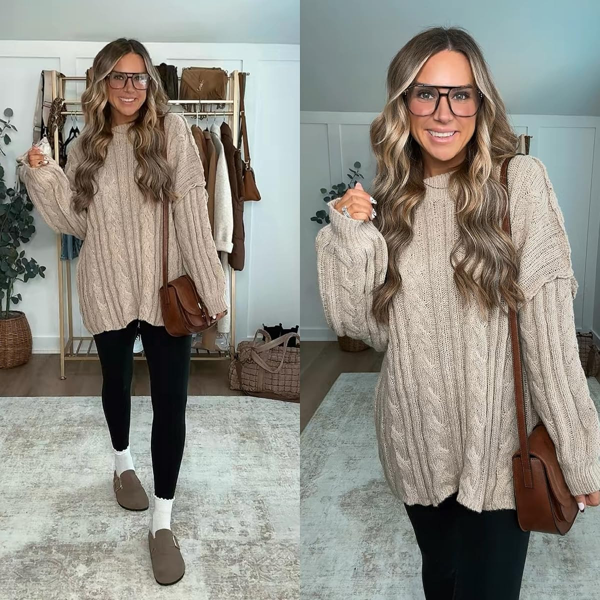 Another perfect cozy outfit with this oversized cableknit sweater! Comes in so many colors, SO soft, and such a great price! Pairing my new favorite oversized sweater with my go to butter soft look for less leggings, ruffle socks, and clogs. Linking another pair of clogs and set of socks in similar colors too! I’m 5’6 139lbs wearing small everything  

 #LTKootd #LTKmomlife #LTKFindsUnder50