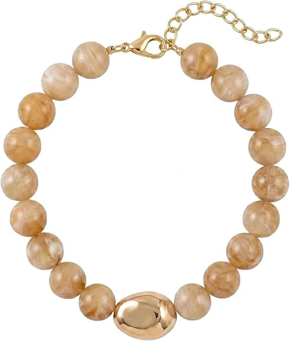 Acrylic Necklace for Women Chunky Beaded Necklace Vintage Boho Short Choker Necklace Ideal Jewelr... | Amazon (US)