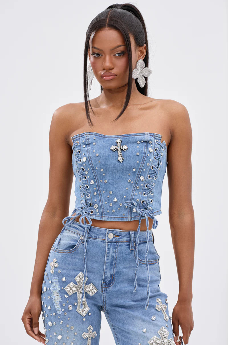 FEELING GRATEFUL RHINESTONE CORSET | AKIRA