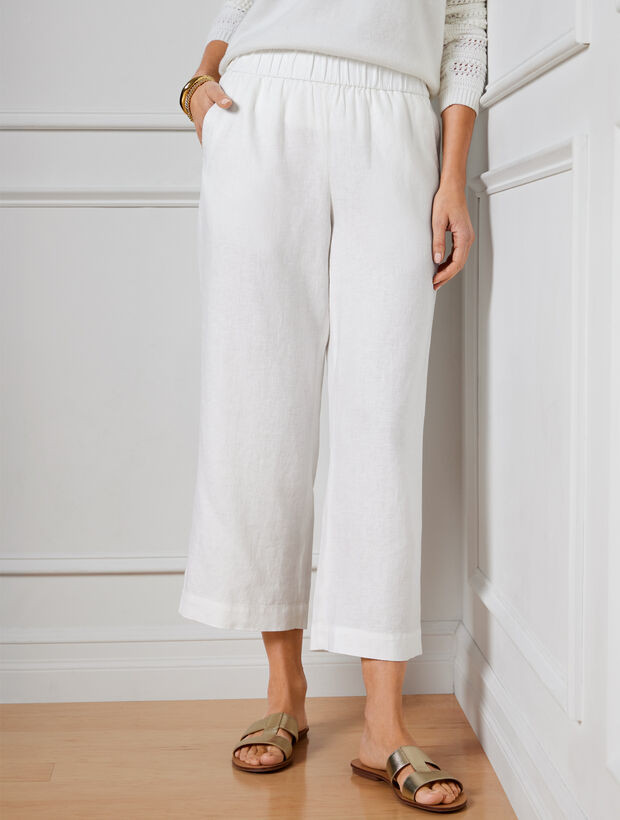 Talbots Nantucket Washed Linen Wide Leg Crop Pants | Talbots