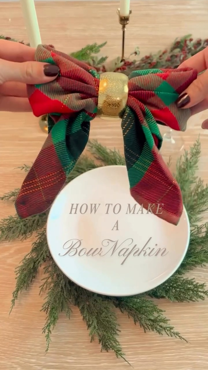 Comment “Bow” and I’ll send you all the links to recreate this look 🎀
How to make a bow napkin — a simple yet beautiful statement that’s right on trend this season.
Bows are everywhere right now, so why not add them to your holiday table?
The easiest, most elegant way to elevate your table setting ✨

#holidaytable #tabledecor #tablesettinginspo #bownapkin #amazonhome #LTKfinds #bow #napkinfolding #ltkhome #napkinbow #plaidbows #plaidnapkins #plaidchristmas 
#tablesettingideas #tablescapeinspo #amazonhomefinds #holidayhosting