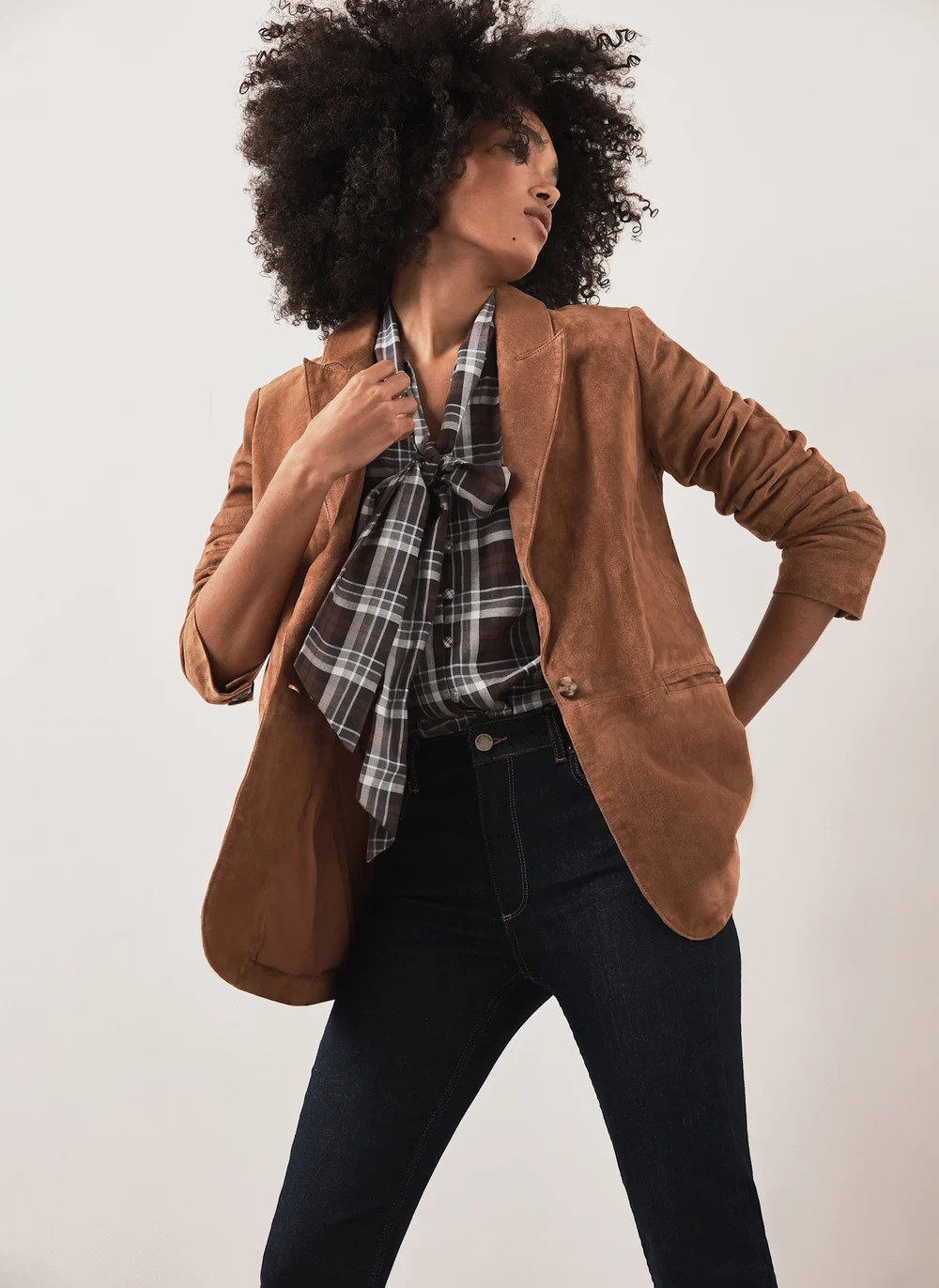 Tan Suede Blazer | Mint Velvet