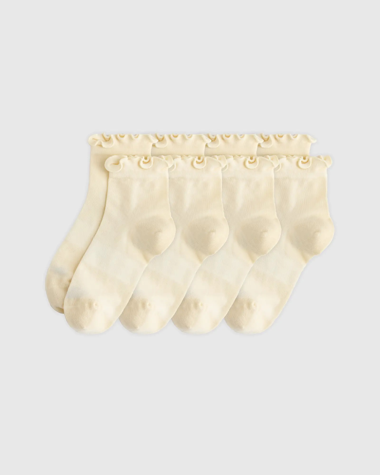 Everyday Lightweight Cotton Ruffle Quarter Crew Sock (4-pack) in Cream | Quince