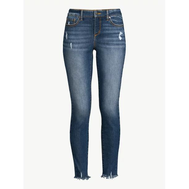Sofia Jeans Women's Sofia Skinny Mid Rise Distressed Fray Hem Jeans | Walmart (US)