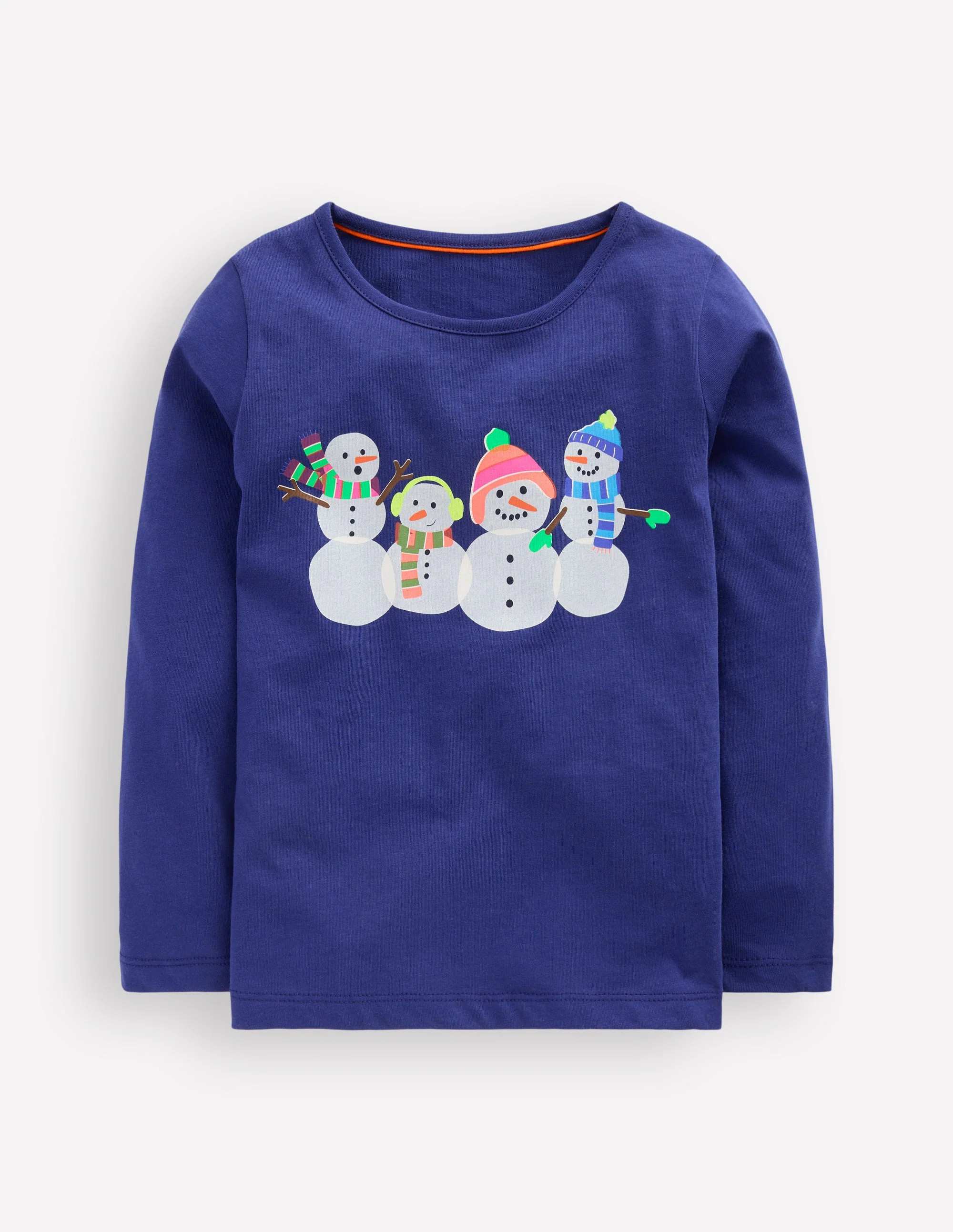 Long Sleeve Riso T-Shirt-Starboard Blue Snowmen | Boden (US)