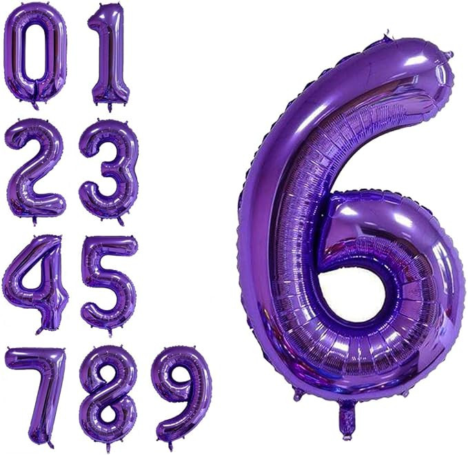 40 Inch Jumbo Purple Number 6 Balloon Giant Balloons Prom Balloons Helium Foil Mylar Huge Number ... | Amazon (US)