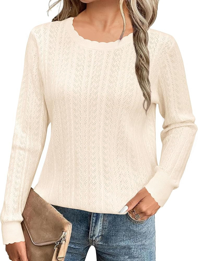 Arach&Cloz Women Sweaters 2025 Spring Ultra-Soft Long Sleeve Business Casual Outfit Crewneck Fash... | Amazon (US)