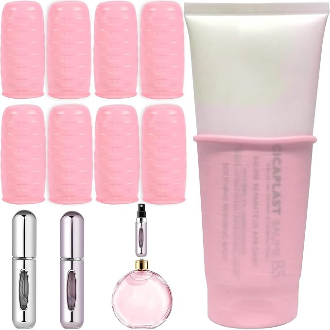KEMETIK 8 Pack Toiletry Skins for Leak Proof Travel, 2 Pack Perfume Travel Refillable, Silicone B... | Amazon (US)