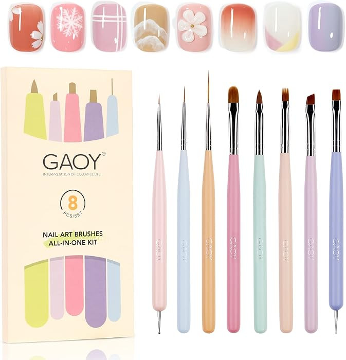 GAOY 8 Pcs Nail Brushes for Nail Art, Nail Design Tools for Nail Detail Painting, French Liner an... | Amazon (US)