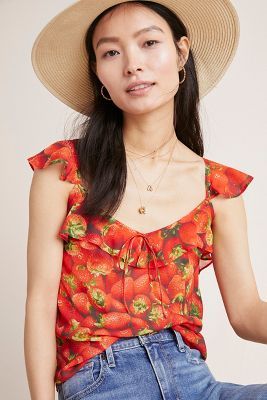 Ruffled Strawberry Top | Anthropologie (US)