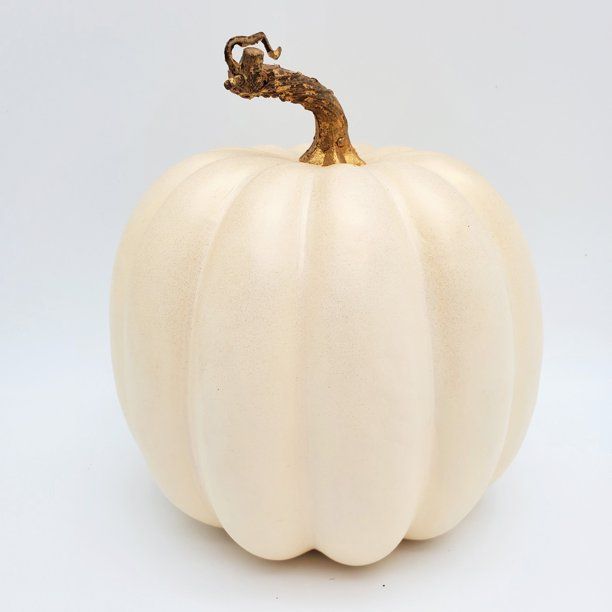 Way to Celebrate Harvest Tall Cream Pumpkin with Gold Wash - 7.5" X 8" - Walmart.com | Walmart (US)