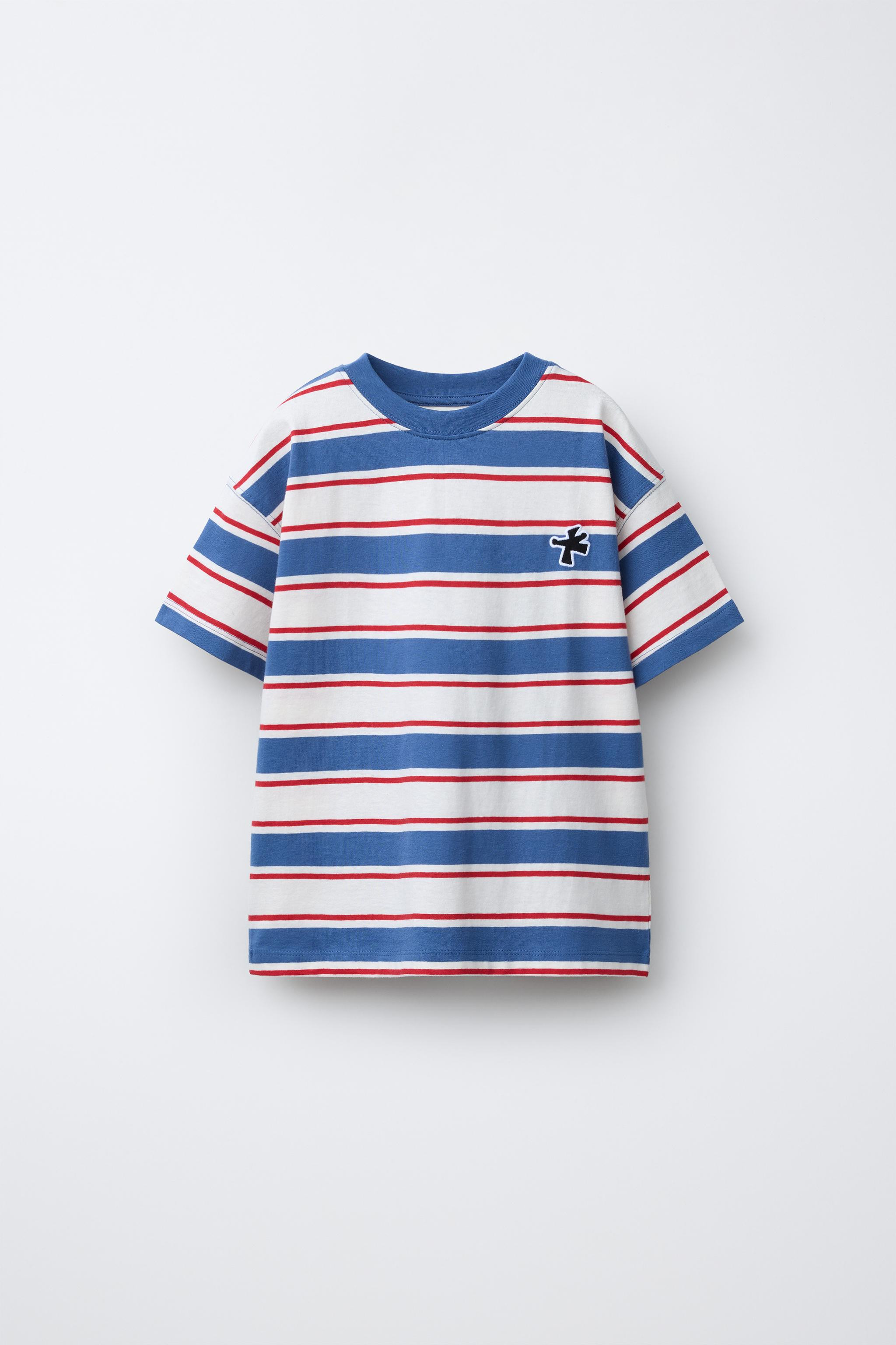 STRIPED LOGO PATCH T-SHIRT | Zara US