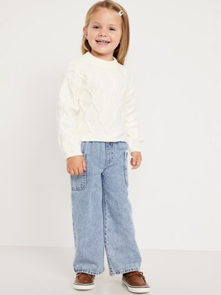 Pull-On Baggy Wide-Leg Cargo Jeans for Toddler Girls | Old Navy (US)
