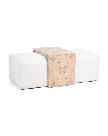 53.75x27x20 Modern Ottoman With Burl Wood Table | TJ Maxx