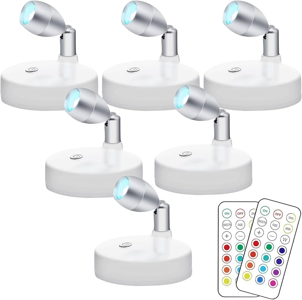 KINDEEP RGB Wireless LED Spotlight，Battery Operated Accent Lights，Indoor Mini Puck Light，Di... | Amazon (US)