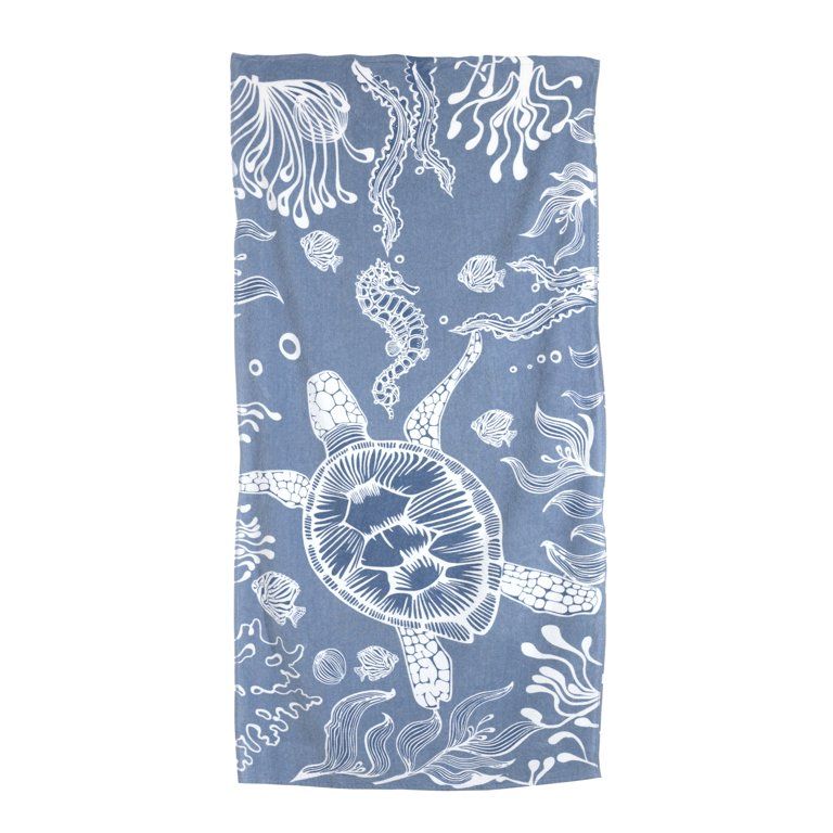 Seakeeper Beach Towel Cotton and Upcycled Marine Plastic, Blue Turtle | Walmart (US)