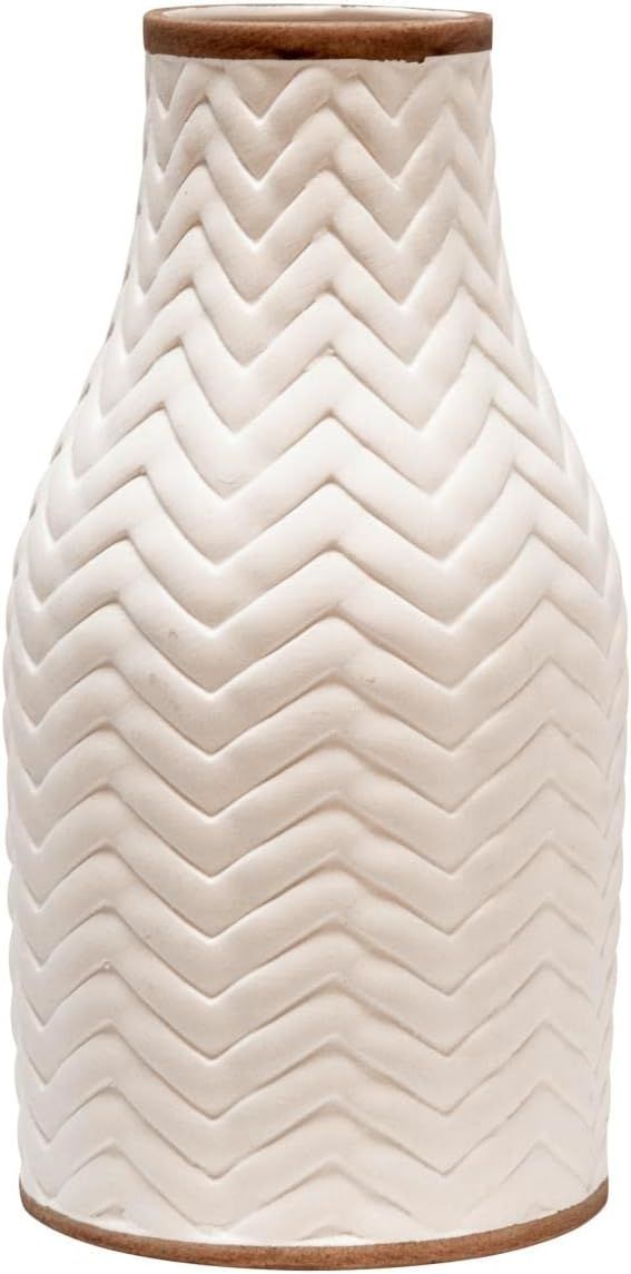 Sagebrook Home 10"" Chevron Vase, White, 5 x 5 x 10 (15738) | Amazon (US)