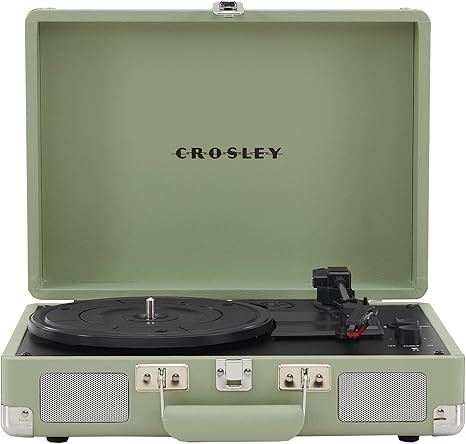 Crosley CR8005F-TN Cruiser Plus Vintage 3-Speed Bluetooth in/Out Suitcase Turntable, Tourmaline | Amazon (US)