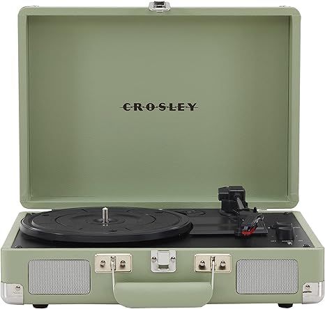 Crosley CR8005F-TN Cruiser Plus Vintage 3-Speed Bluetooth in/Out Suitcase Turntable, Tourmaline | Amazon (US)