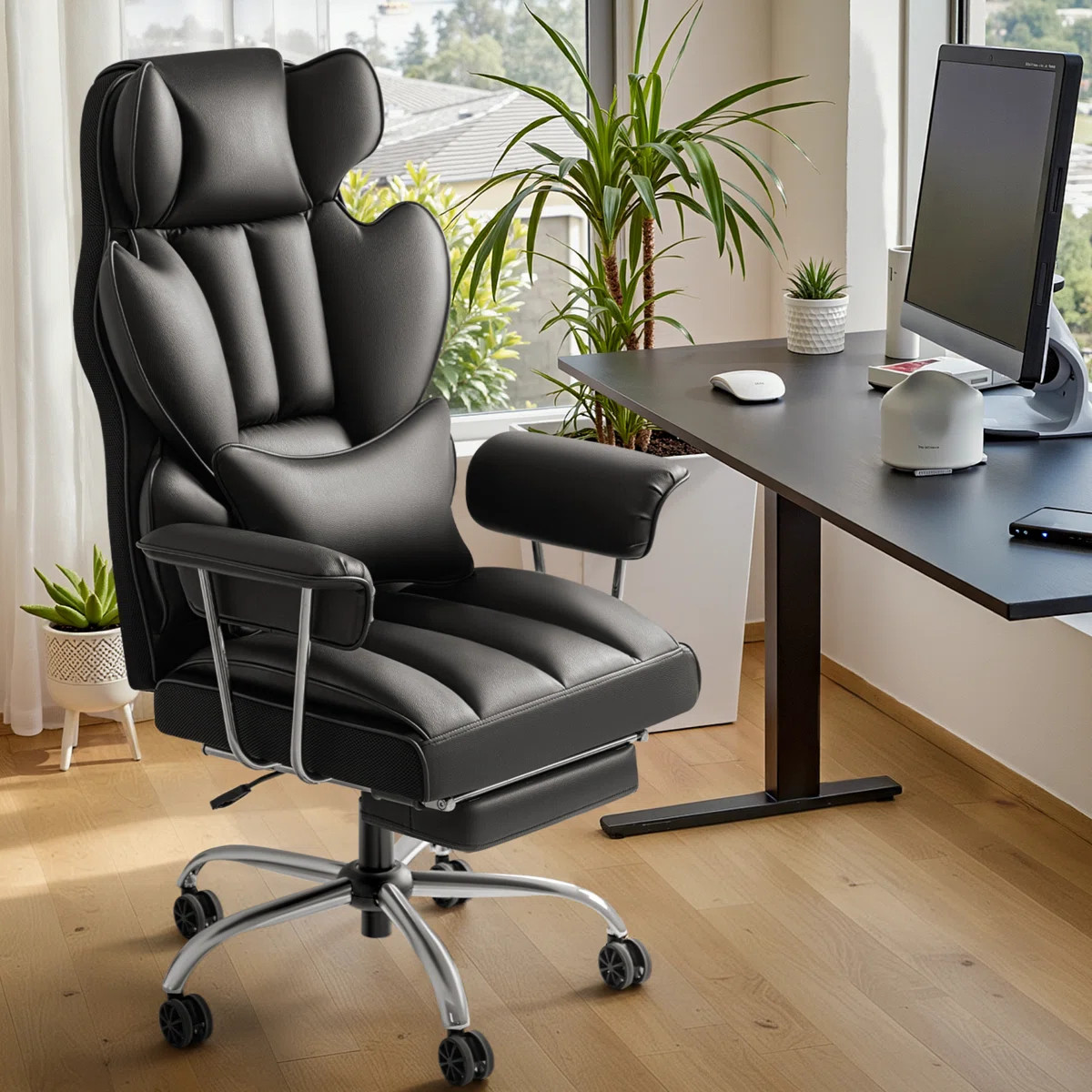 Big & Tall Style Executive High-Back Office Chair with Footrest and Lumbar Support | Wayfair North America