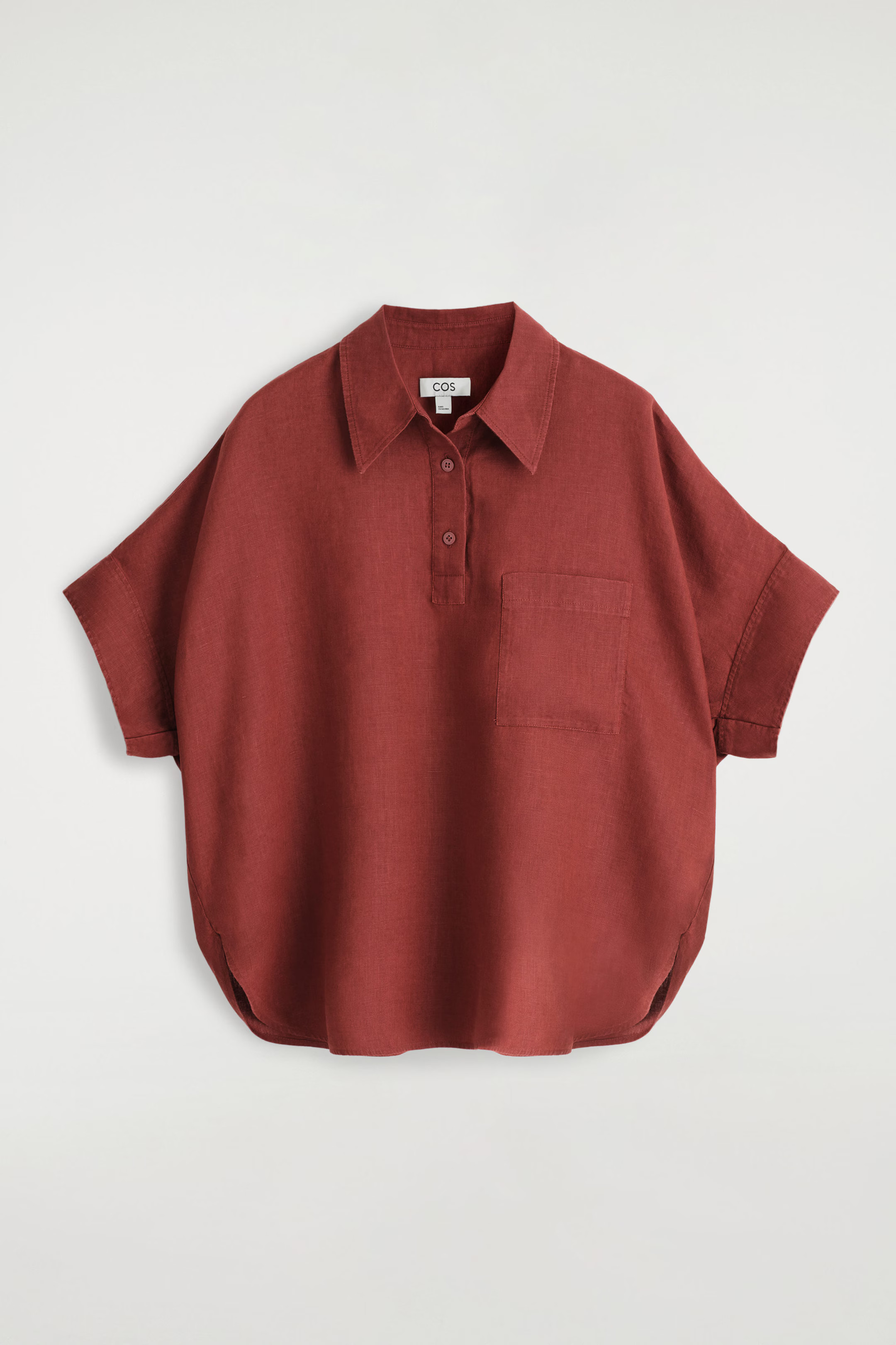 CHEMISE À DEMI-PATTE EN LIN - ROUGE PROFOND | COS | COS (EU)