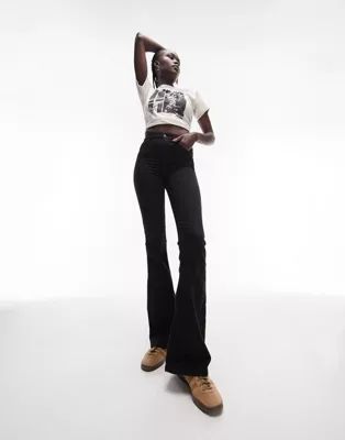 Topshop Tall Jamie flare jeans in black | ASOS (Global)