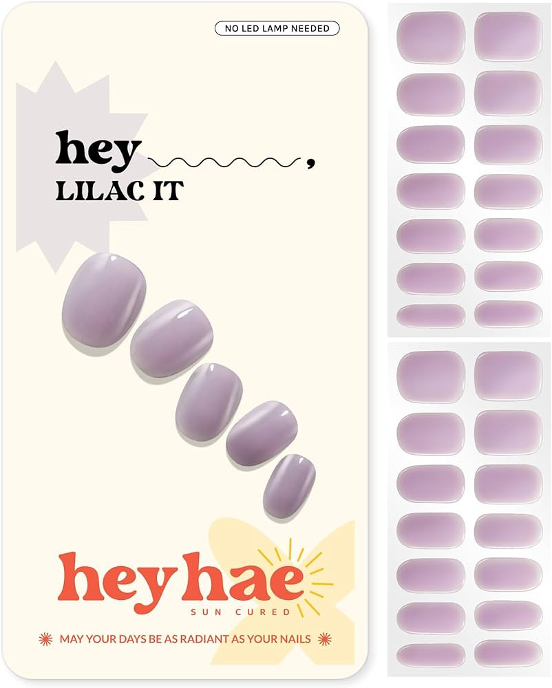 Heyhae Semi Cured Gel Nail Strips | No LED Lamp Needed | Summer, Solid, Purple | Easy Apply & Rem... | Amazon (US)