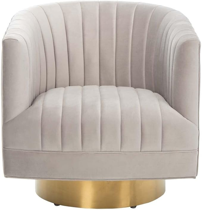 Safavieh Couture Home Collection Josephine Velvet Upholstered Swivel Barrel Living Room Vanity Be... | Amazon (US)