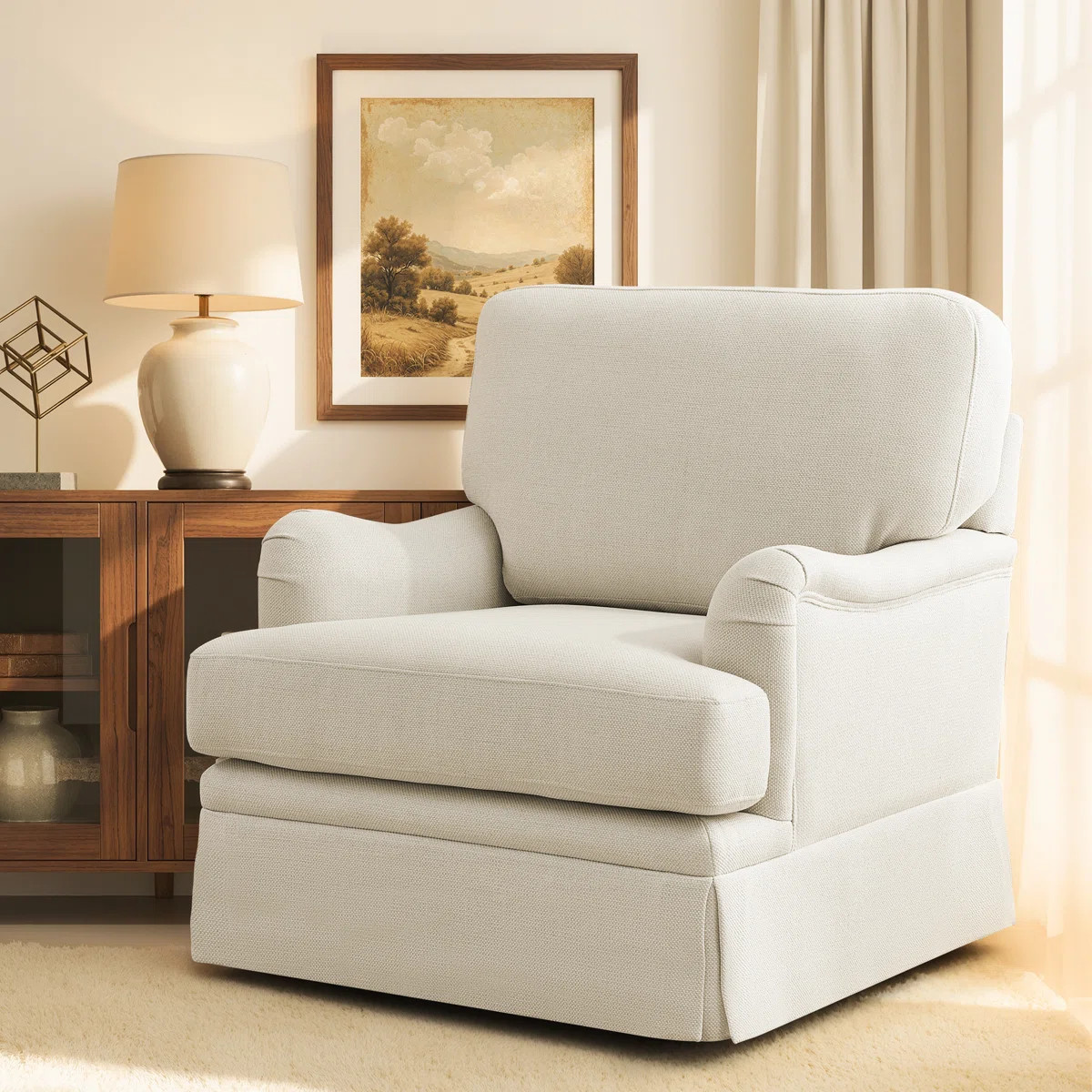 Muro Modern Skirted Swivel Accent Chair with Removable Cushion For Living Room,Bedroom,Office | Wayfair North America