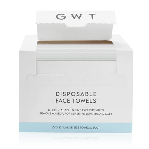 GWT Disposable Face Towels,10"×12" Face Towelette Disposable,Thicken Facial Towels for Women Sensitive Skin,Soft Makeup Remover Dry Wipes, 50 Ct, 1 Pack | Amazon (US)