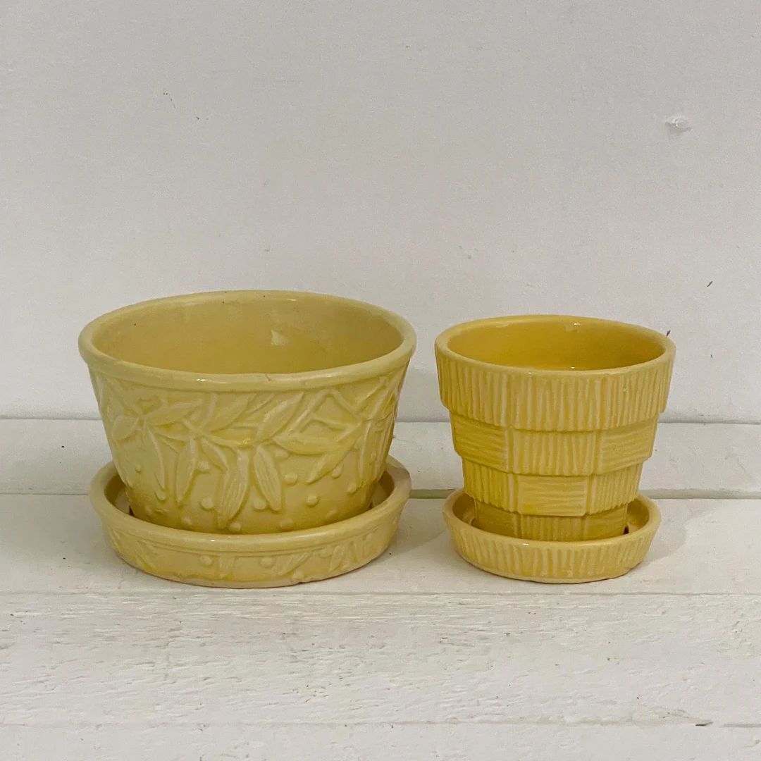 2 Mccoy Flower Pots Yellow Planters Vintage Mccoy Pottery - Etsy | Etsy (US)
