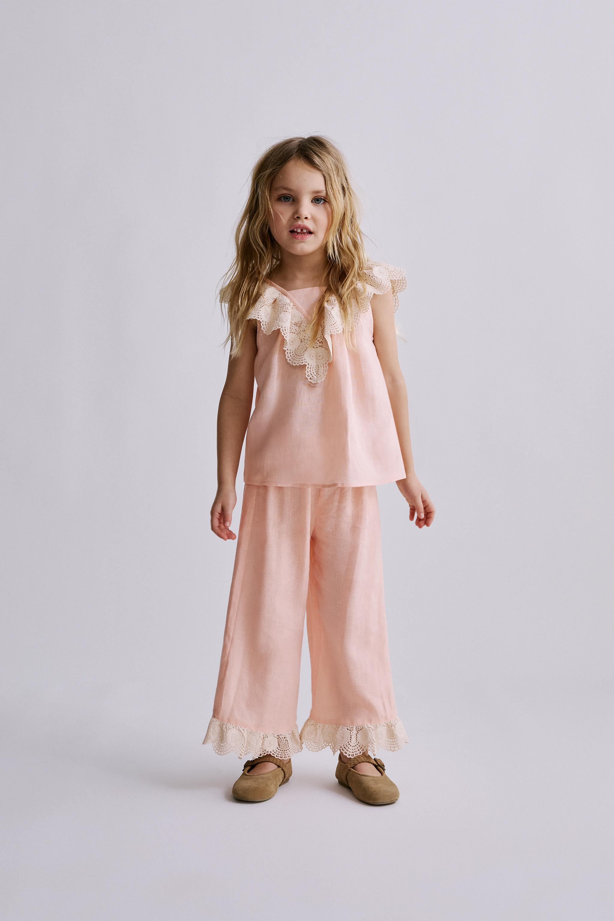 100% LINEN LACE TRIM BLOUSE | Zara UK