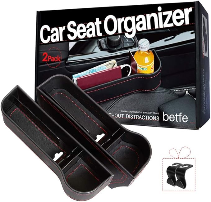 betfe Car Seat Gap Filler, 2 Pack PU Leather Car Seat Organizers with Cup Holder for Cell Phones,... | Amazon (US)