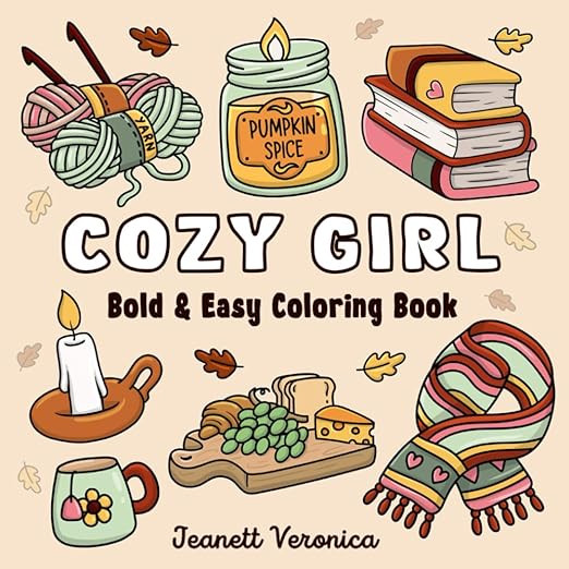 Cozy Girl Coloring Book: Bold and Easy Hygge Inspired Designs for Adults and Teens. Simple, Cute ... | Amazon (US)