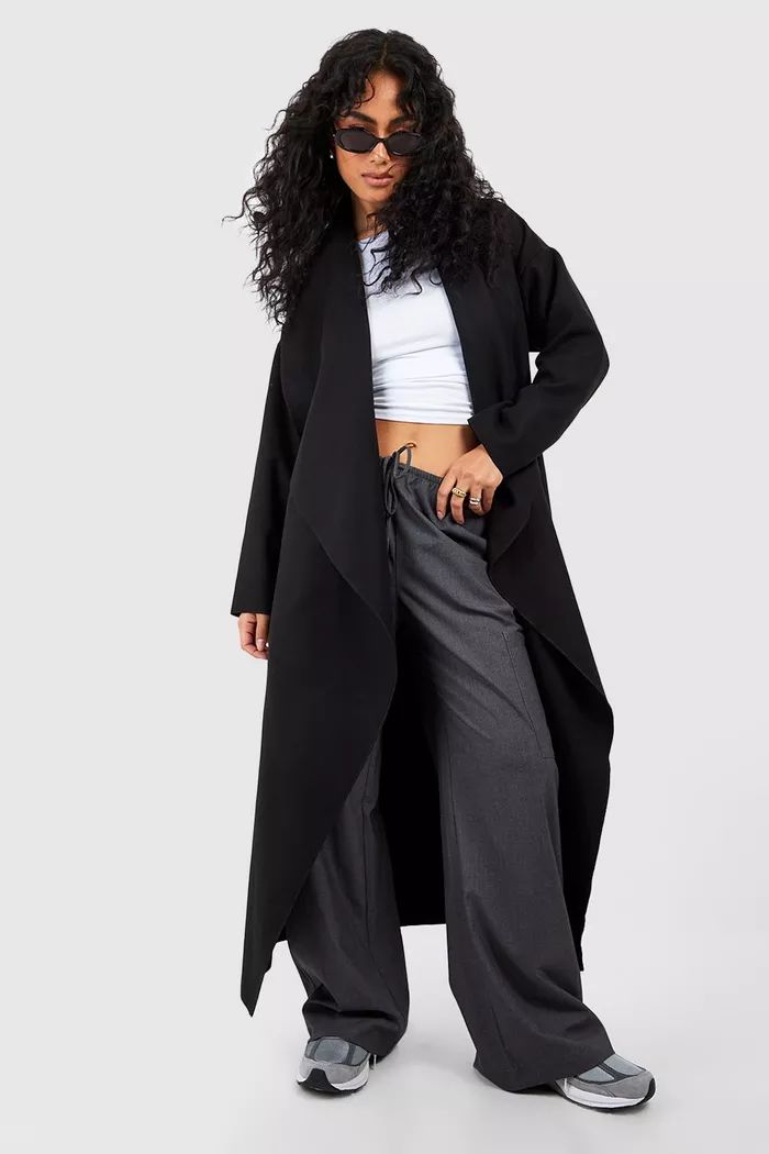 Super Oversized Waterfall Wool Look Coat | Boohoo.com (UK & IE)