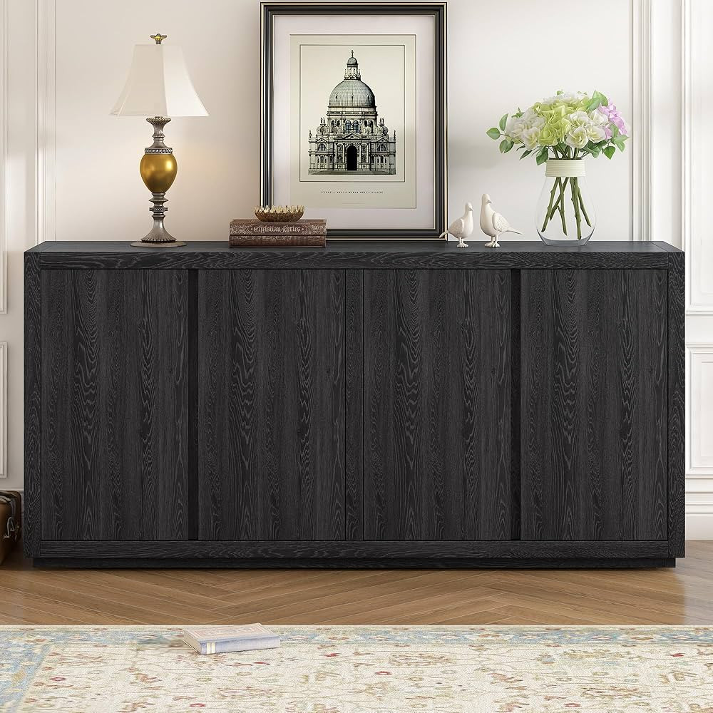 Merax Wood Farmhouse Buffet Sideboard with Adjustable Shelves and 4 Doors Wood Coffee Bar Cabinet... | Amazon (US)