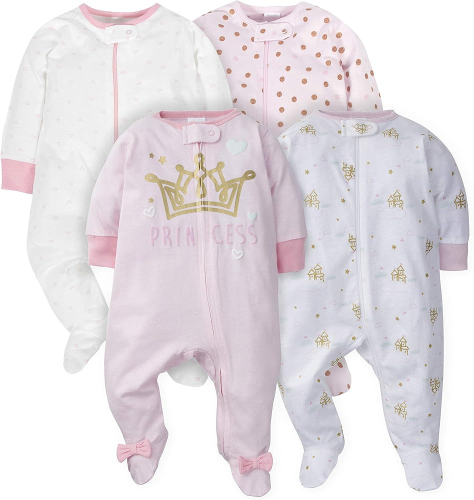 Gerber Baby Girls 4 Pack Sleep 'N Play Footie Baby and Toddler Sleepers | Amazon (UK)