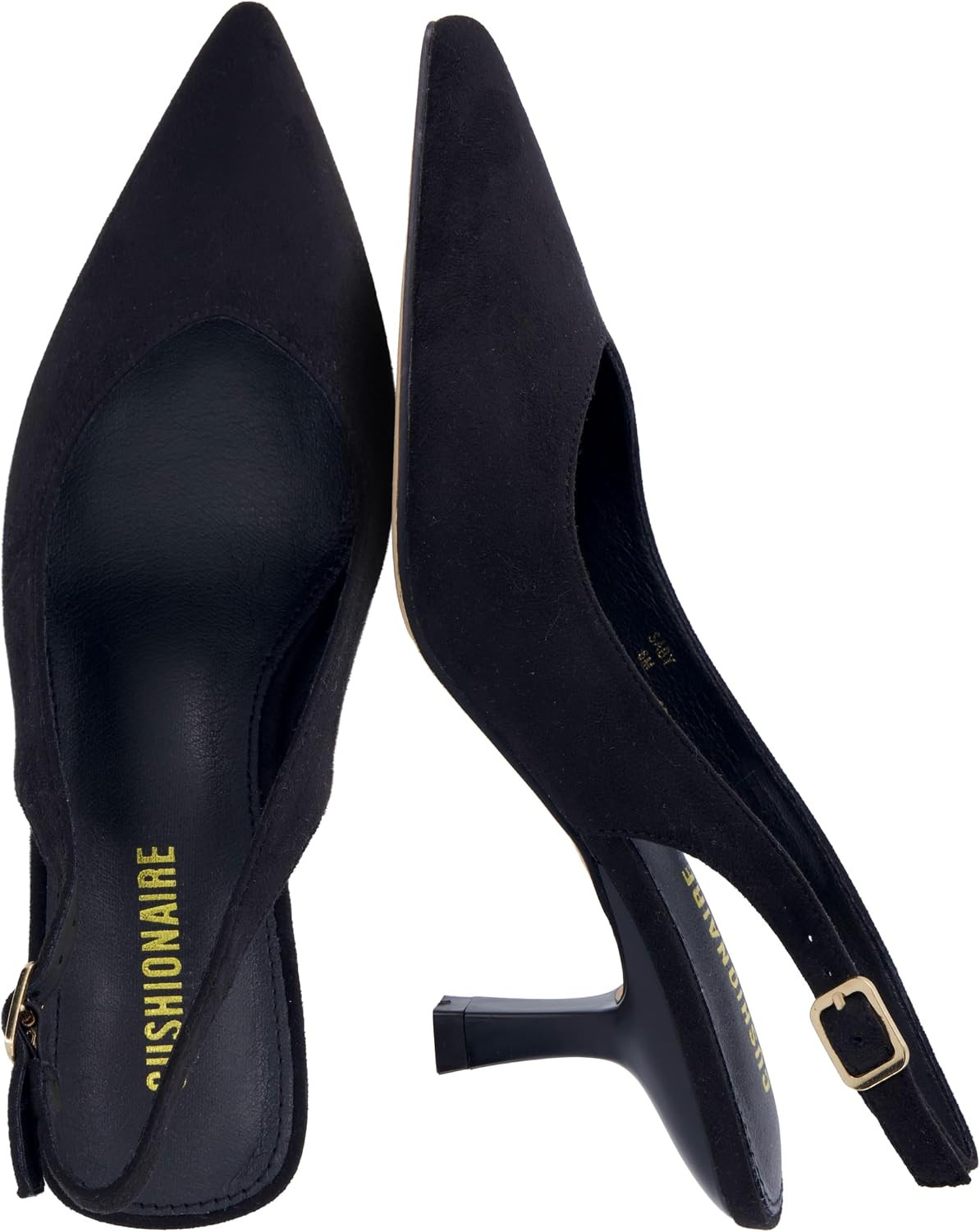 CUSHIONAIRE Saby Slingback Kitten Heels for Women, Pointed Toe Pumps with Adjustable Ankle Strap for Casual Dressy Wear | Amazon (US)