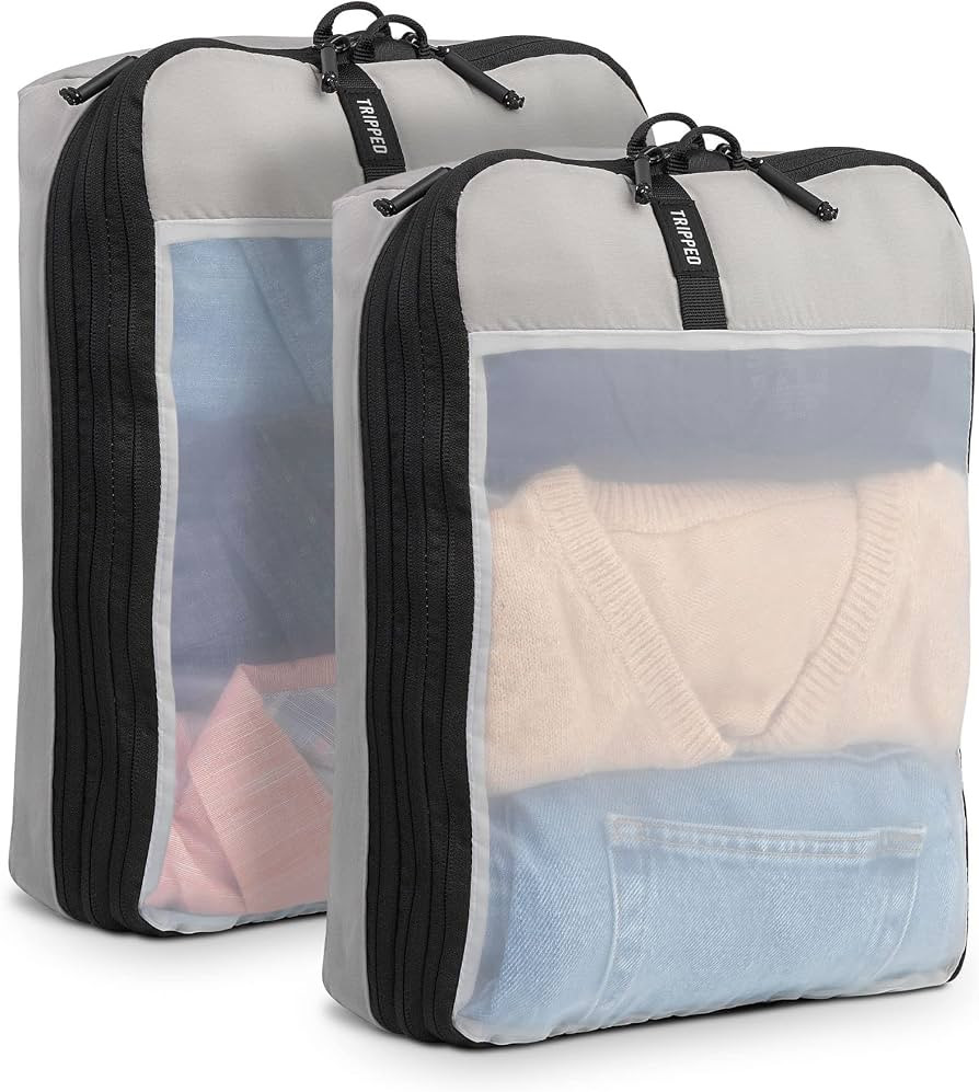 Premium Compression Packing Cubes with Dirty Clean Split Compartment- Double Sided with Luggage L... | Amazon (US)